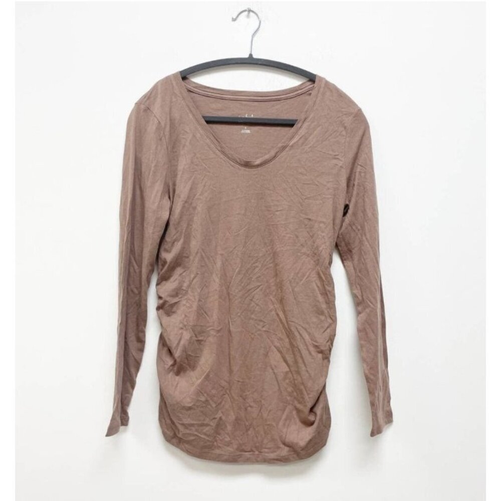Isabel Maternity Top Ruched Side Women's Size Small Long Sleeve Excellent very g - Picture 3 of 6